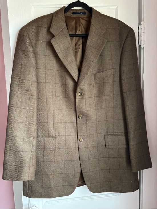Polo Ralph Lauren Other - VTG Polo University Club Ralph Lauren Wool Windowpane Blazer Brown 43T Tall